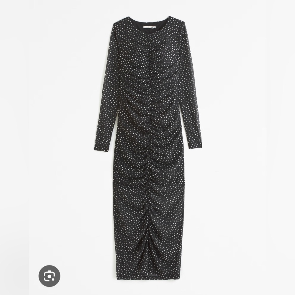 Long Sleeve Mesh Midi Dress, Polka Dot